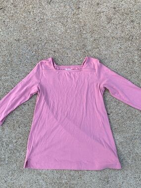 Duluth Trading Longtail T Women's Pink Square-Neck Long Sleeve Top Large